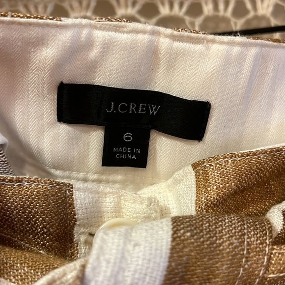 J. Crew Tie-Waist Linen Pant Brown Stripe - Picture 4 of 6